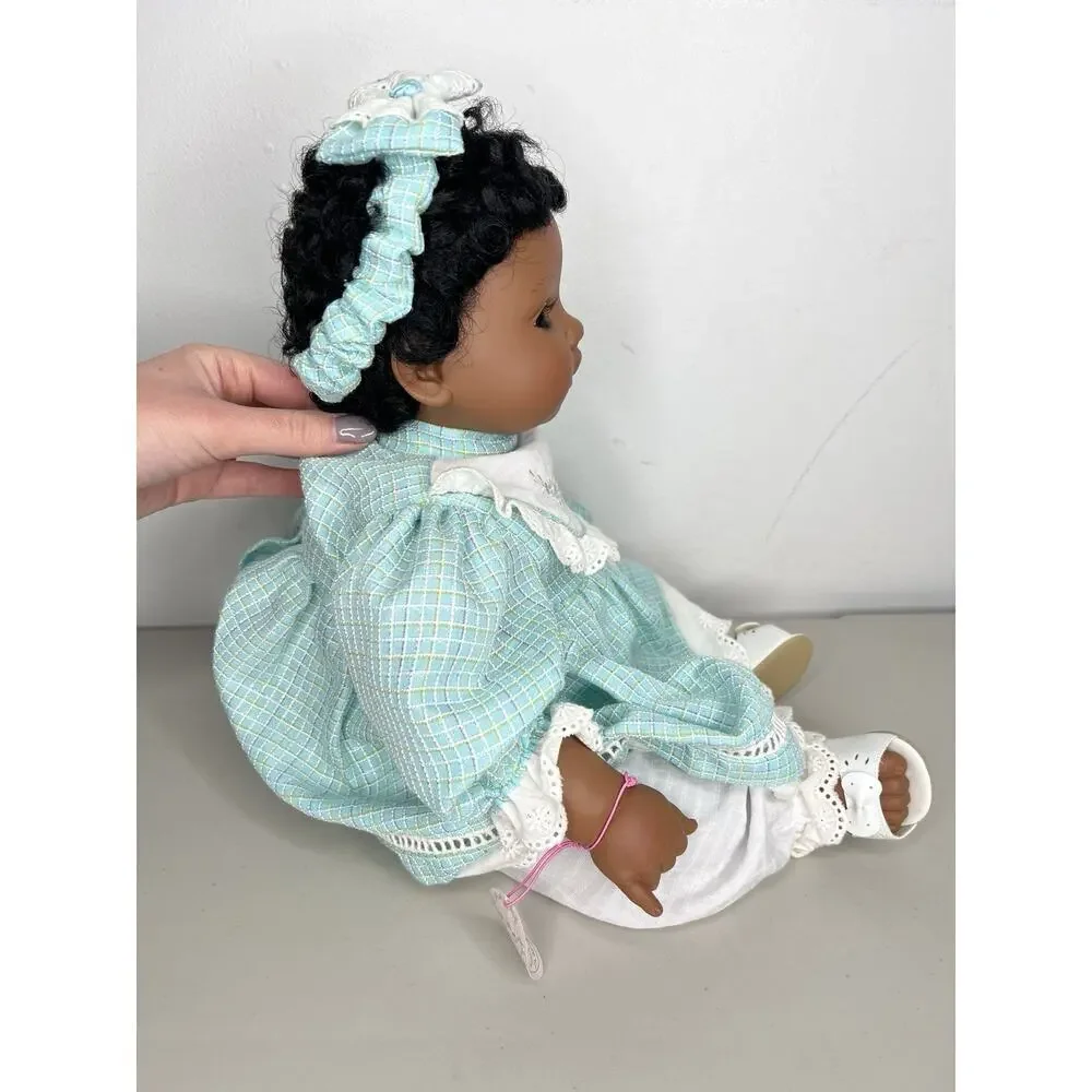 ADORA Name Your Own Baby Doll Dark Hair Brown Eyes Blue Dress KRV-047